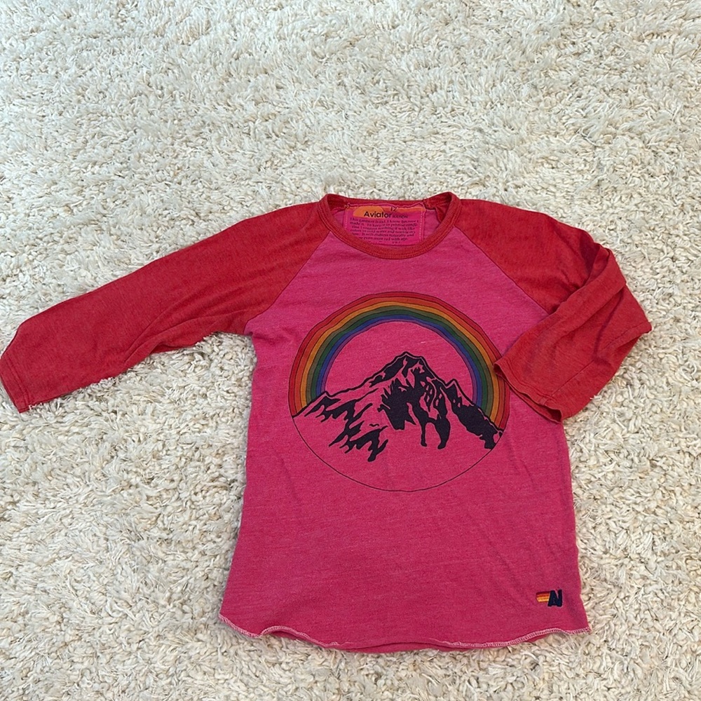 Aviator Nation Kids size 12 Chasing Rainbows Baseball Tee